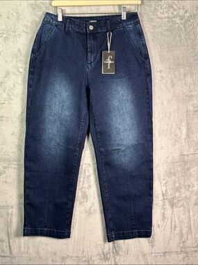 NWT New Flamingals Dark Wash Barrel Crop Jeans Size XL